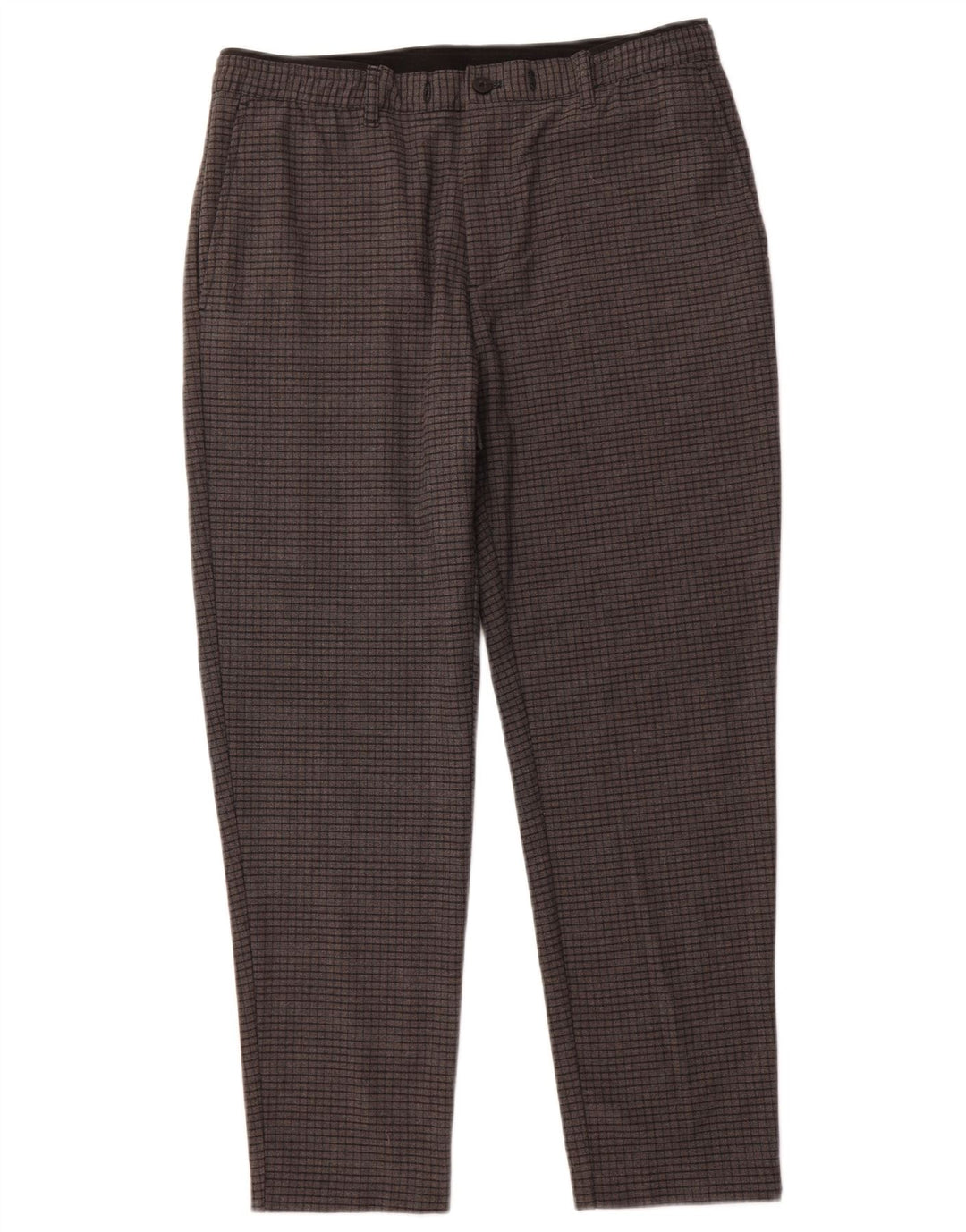 ZARA Damen Tapered Chino-Hose, Größe L, W34, L27, Grau kariert
