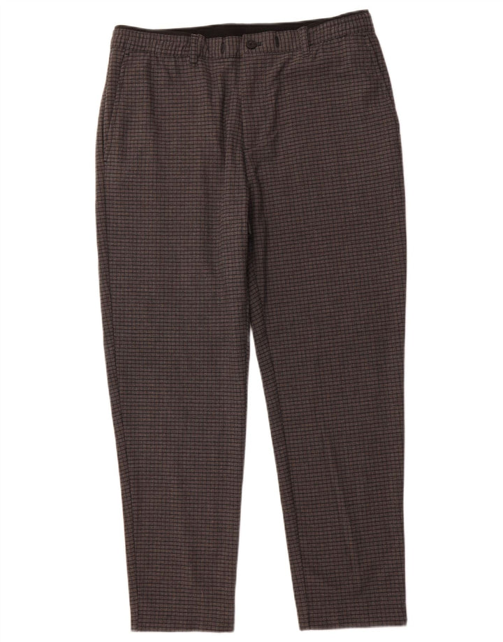 ZARA Damen Tapered Chino-Hose, Größe L, W34, L27, Grau kariert