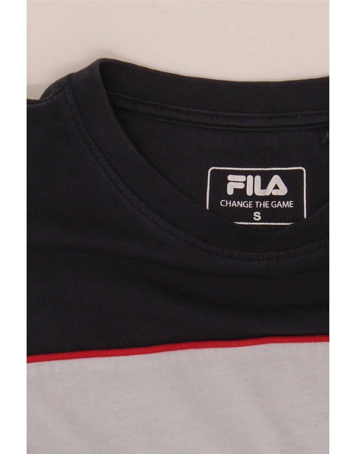 Fila Herren-T-Shirt mit Grafik, Größe S, Marineblau, Farbblock