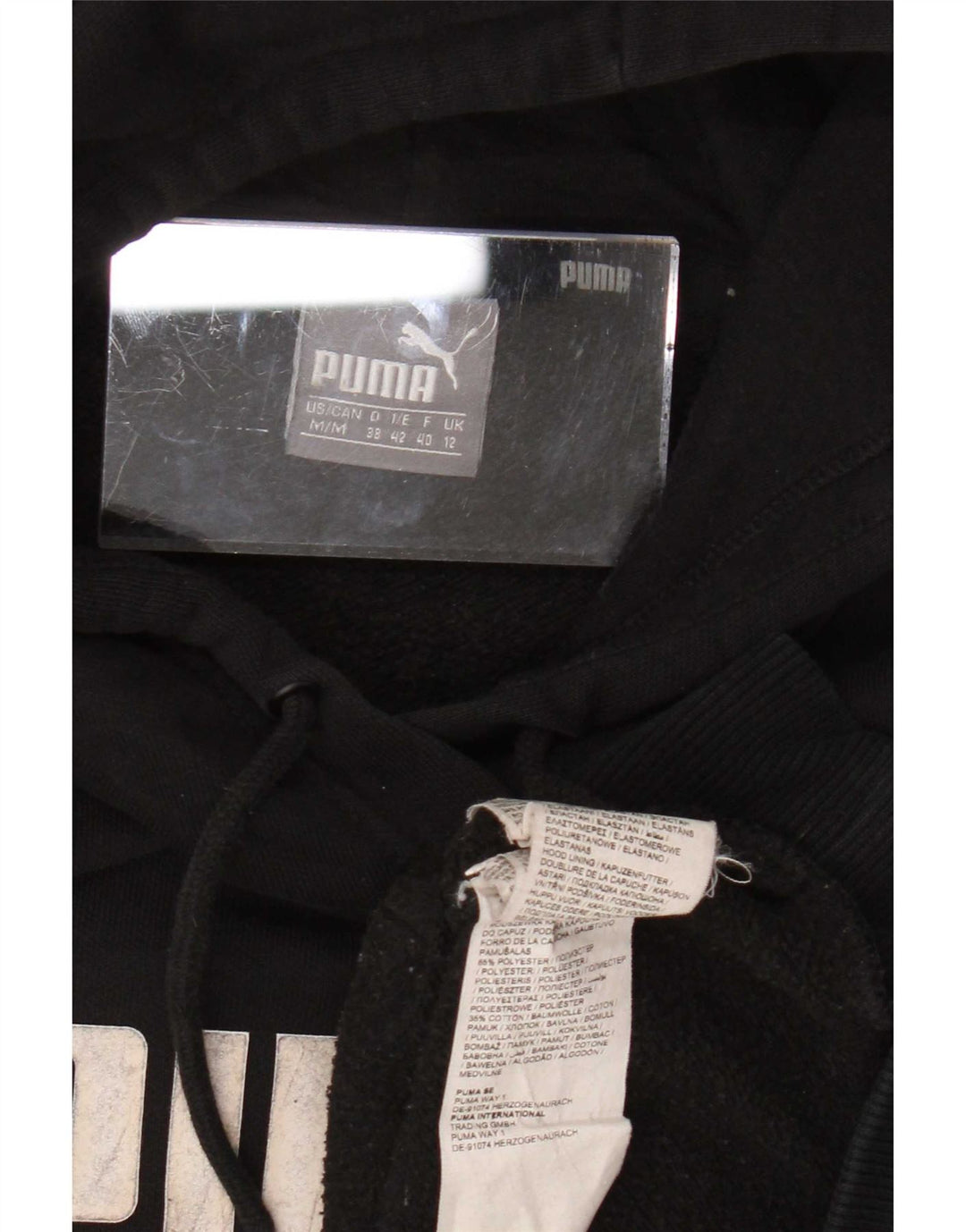 Puma Womens Graphic Hoodie Pullover UK 12 Medium Schwarz Polyester
