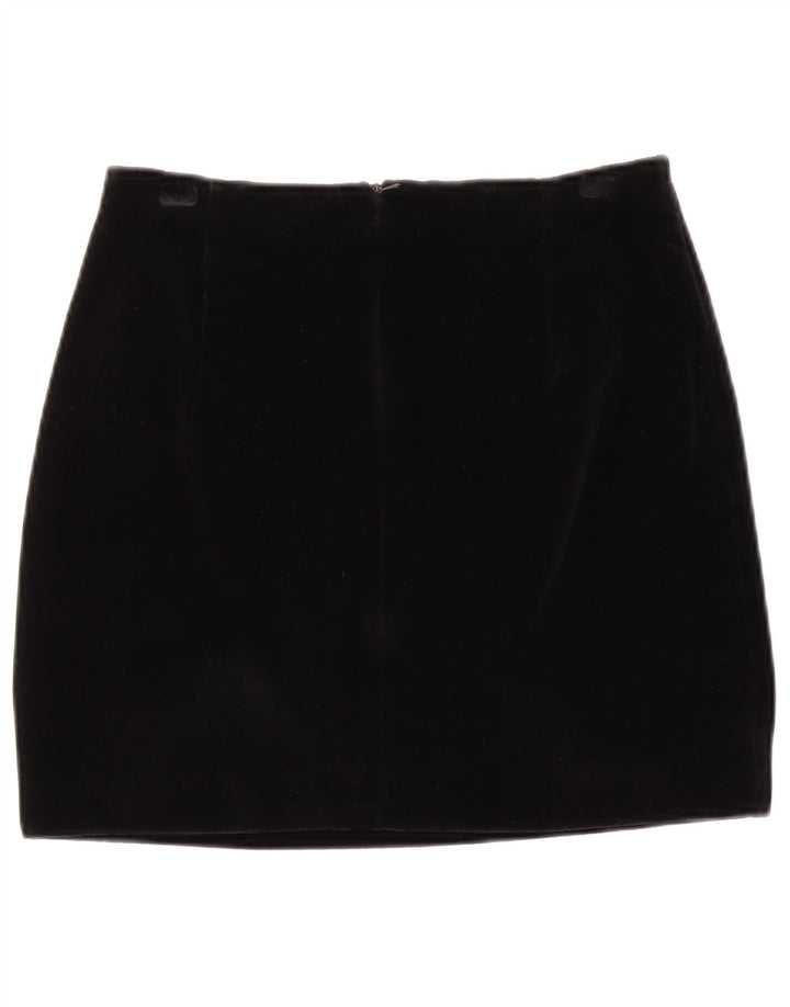 ST. BERNARD Womens Velour Mini Skirt UK 12 Medium W26  Black Cotton