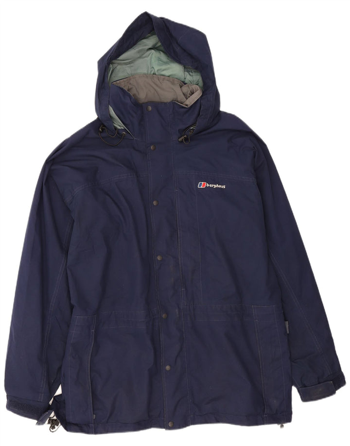 Berghaus Herren-Regenjacke mit Kapuze, UK 40, Größe L, marineblaues Nylon
