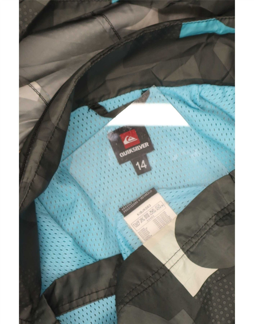 Quiksilver Jungen-Regenjacke mit grafischer Kapuze, 13–14 Jahre, Khaki, Polyester