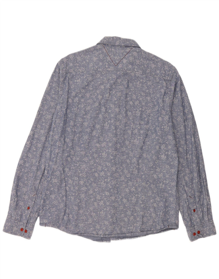 White Stuff Herren-Hemd mit schmaler Passform, groß, aus Baumwolle mit blauem Blumenmuster