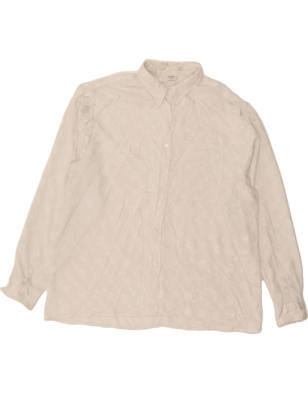 VINTAGE Womens Shirt Blouse IT 48 XL White Geometric Polyamide Vintage Vintage and Second-Hand Vintage from Messina Hembry 