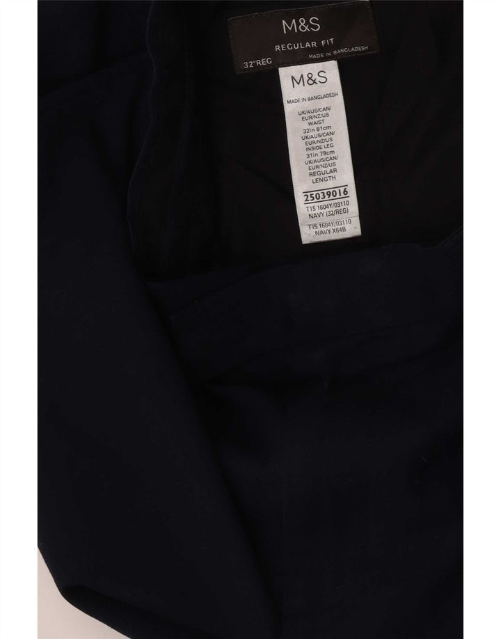 Marks & Spencer Herren-Anzughose in normaler Passform, W32 L31, Marineblau, Polyester