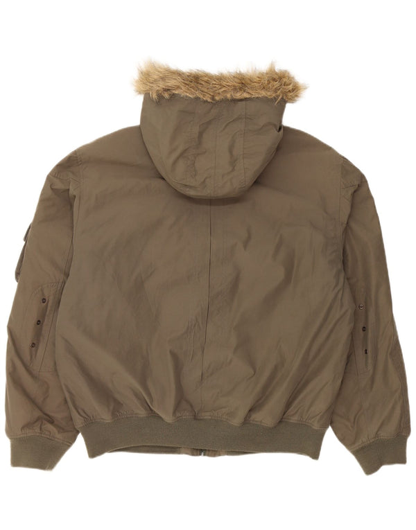 Wampum Herren-Jacke mit Kapuze, gepolstert, UK 42, XL, Khaki, Baumwolle