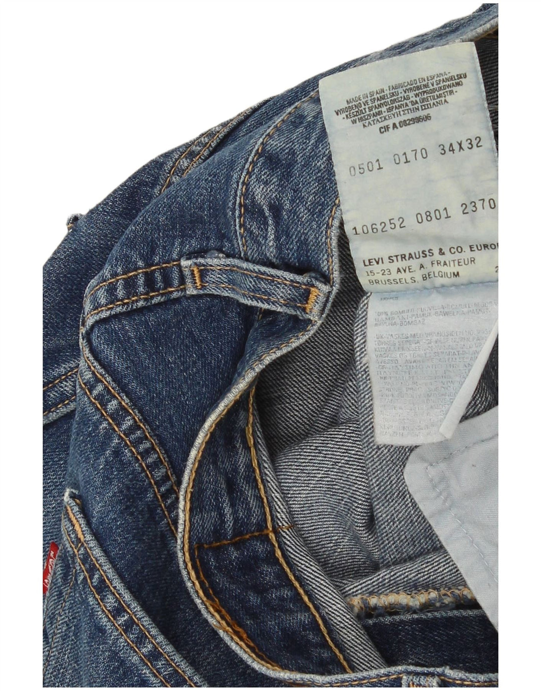 Levi's Herren-Capri-Jeans, Größe 34, B34, L17, blaue Baumwolle