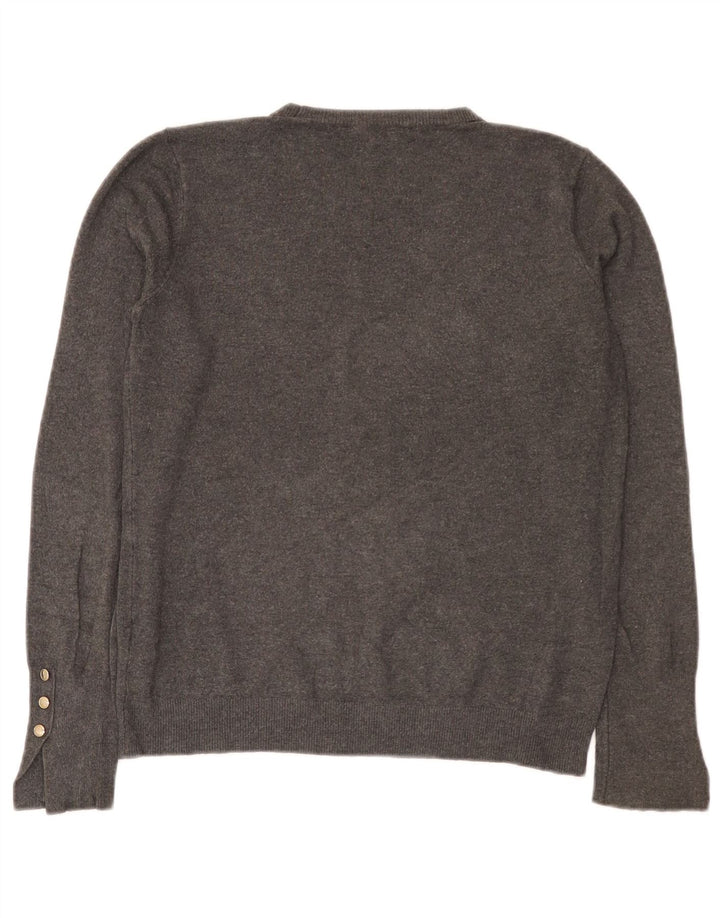 Zara Damen-Pullover mit Rundhalsausschnitt, Gr. 14, große graue Viskose