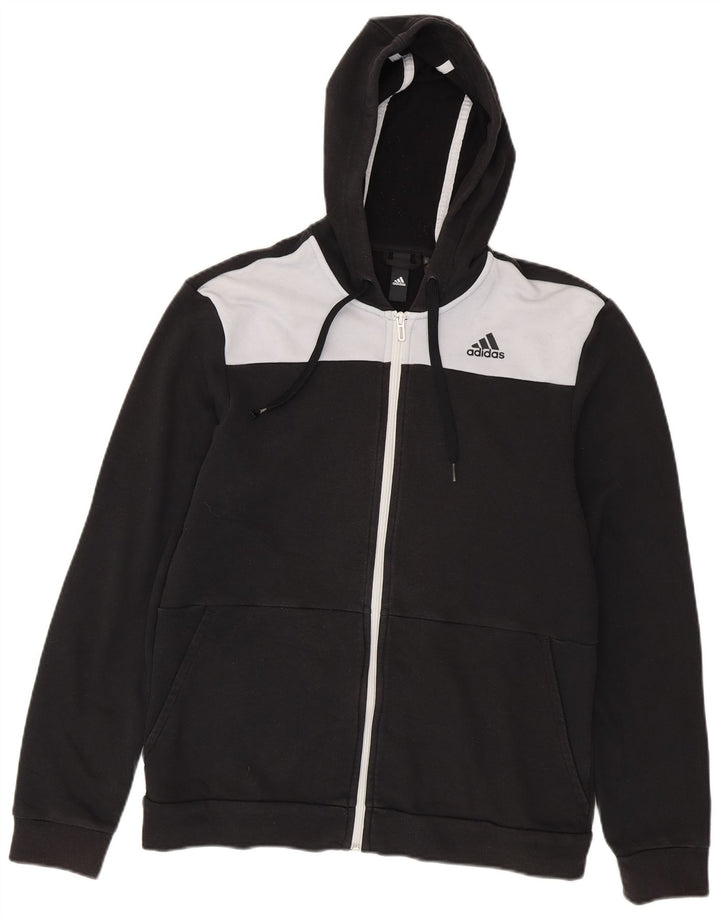 Adidas Herren-Kapuzenpullover mit Reißverschluss, Mittelschwarz, Colourblock-Baumwolle