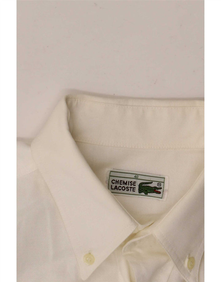 Lacoste Herren-Kurzarmhemd, Größe 40, mittelweiße Baumwolle