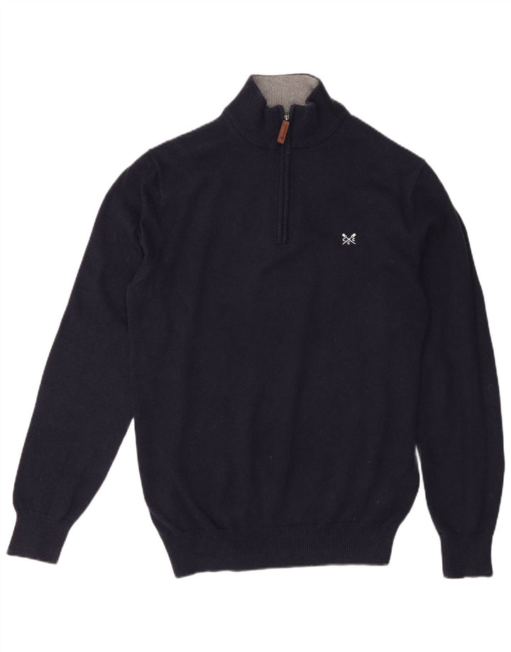 Crew Clothing Herren-Pullover mit Reißverschluss am Hals, mittlere marineblaue Baumwolle
