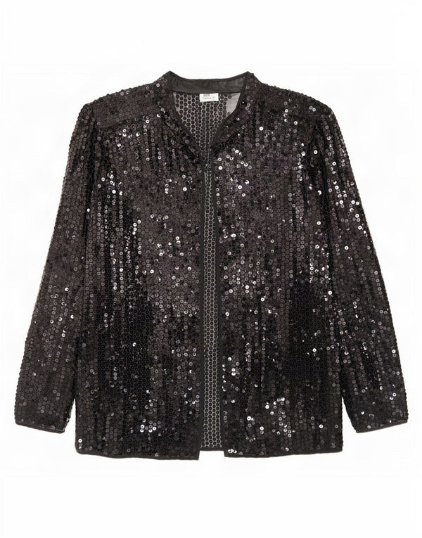 Del Mod Womens See Through Sequin Cardigan Top EU 42 Large Black Polyester