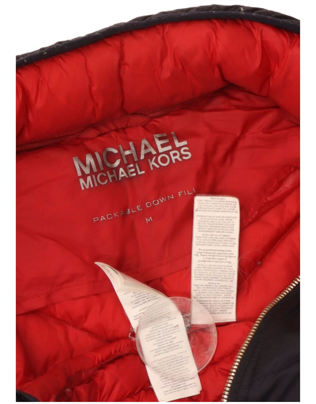 Michael Kors Wattierte Damenjacke mit Kapuze UK 14 Medium Marineblau Polyester