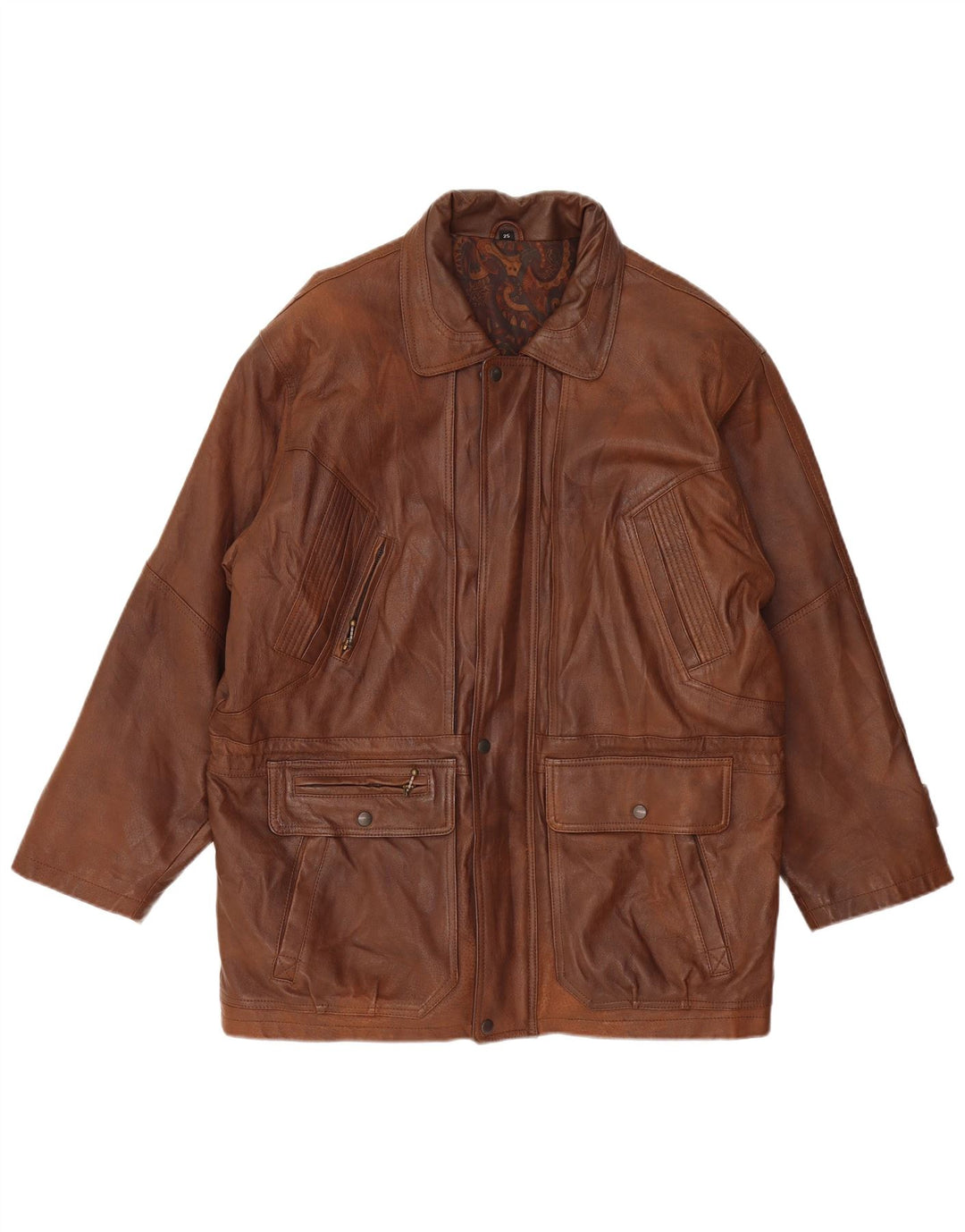 C&A Herren Leder-Windbreaker-Mantel UK 42 XL Braunes Leder