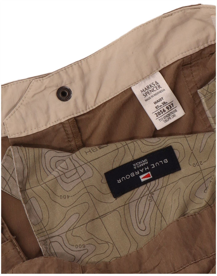 Marks & Spencer Herren Blue Harbour Cargoshorts W38 XL Beige Baumwolle