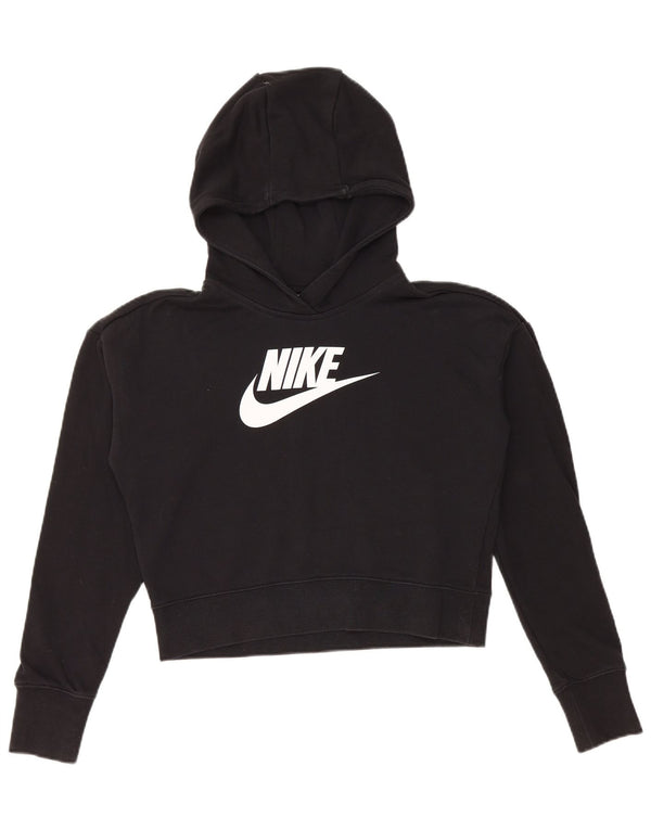 NIKE Crop Graphic Hoodie-Pullover für Mädchen, 13–14 Jahre, XL, schwarze Baumwolle