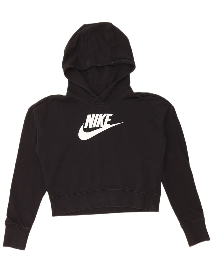 NIKE Crop Graphic Hoodie-Pullover für Mädchen, 13–14 Jahre, XL, schwarze Baumwolle