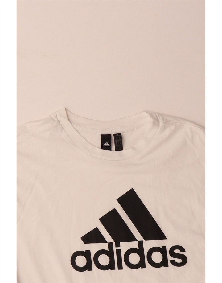 ADIDAS Damen Übergroßes Grafik-T-Shirt-Oberteil UK 20/22 XL Weiße Baumwolle
