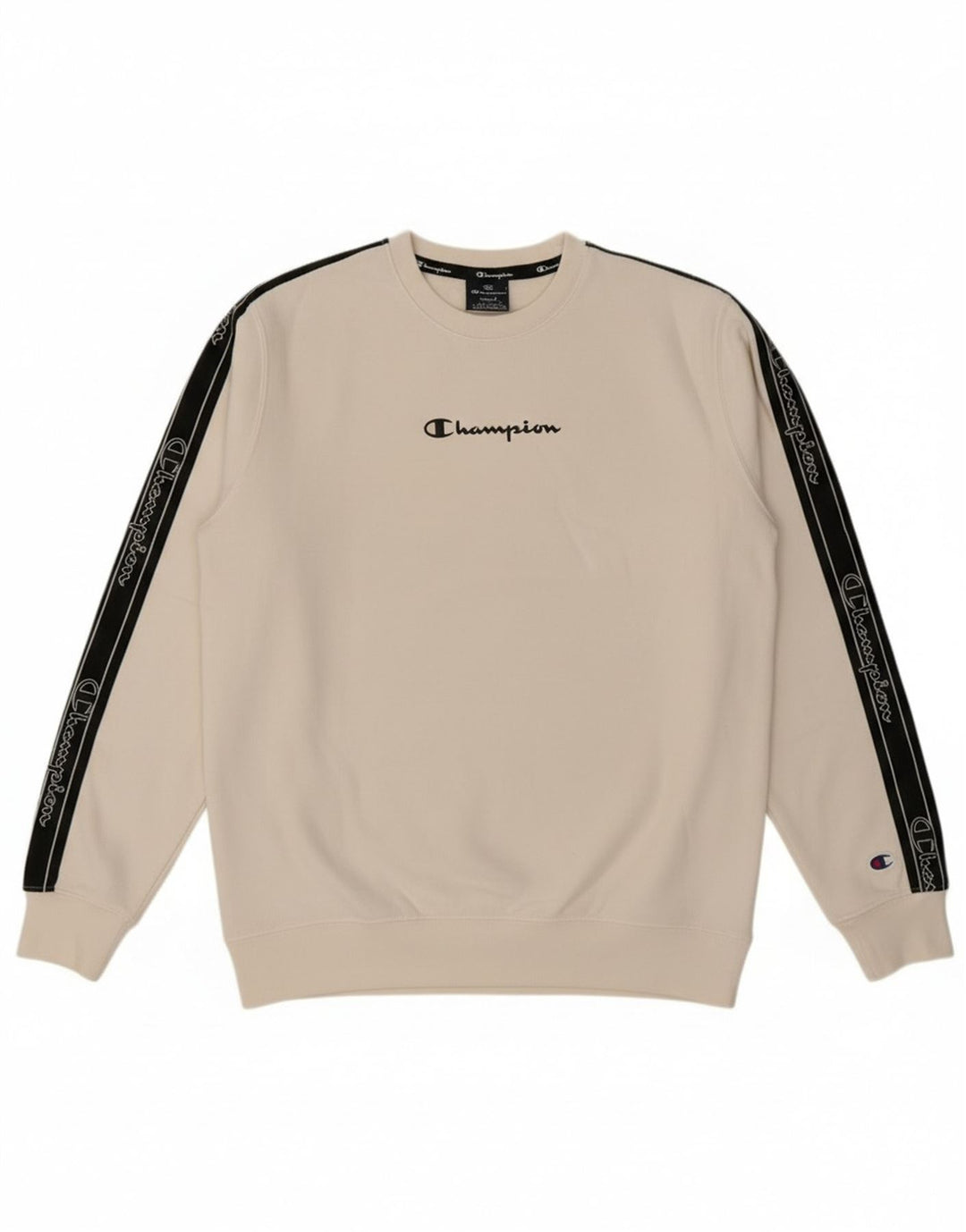 Champion Herren-Sweatshirt mit Grafik, Größe S, Weiß, Colourblock-Baumwolle