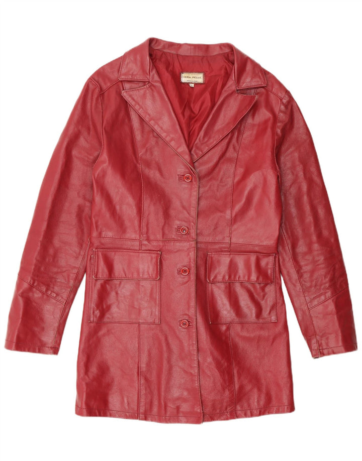 Vintage Damen Ledermantel UK 18 XL Rotes Leder