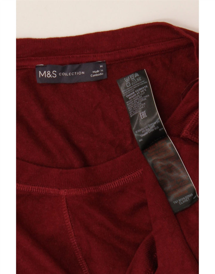 Marks & Spencer Damen T-Shirt Top UK 14 Medium Burgund Viskose