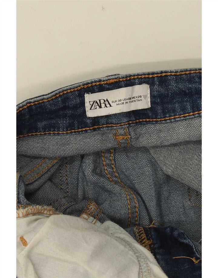 Zara Damen Crop Bootcut Jeans EU 38 Small W28 L25 Blau