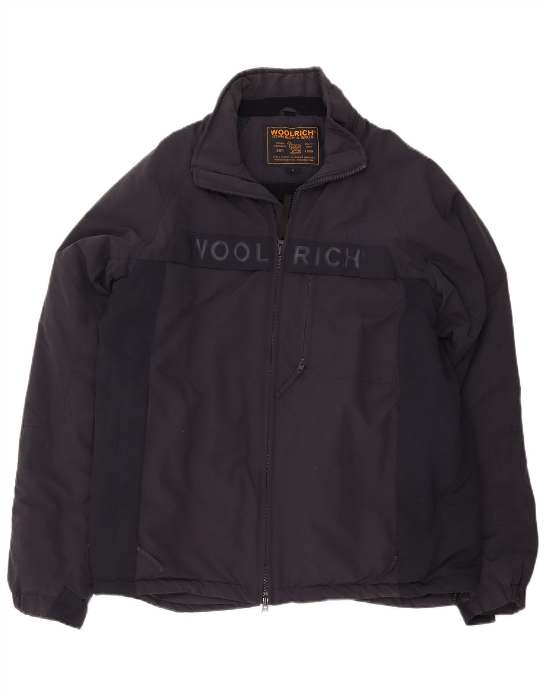 Woolrich Herren-Windbreaker-Jacke mit Grafik, UK 40, Größe L, marineblaues Nylon