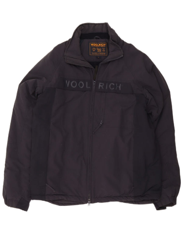 Woolrich Herren-Windbreaker-Jacke mit Grafik, UK 40, Größe L, marineblaues Nylon
