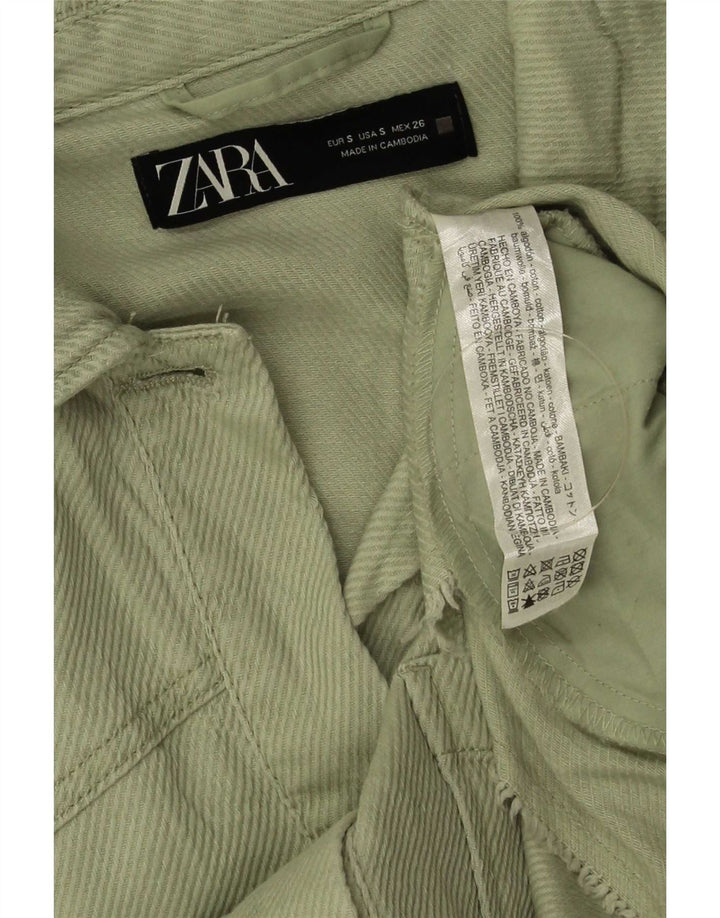 Zara Damen Übergroße Bomberjacke UK 10 Small Grüne Baumwolle
