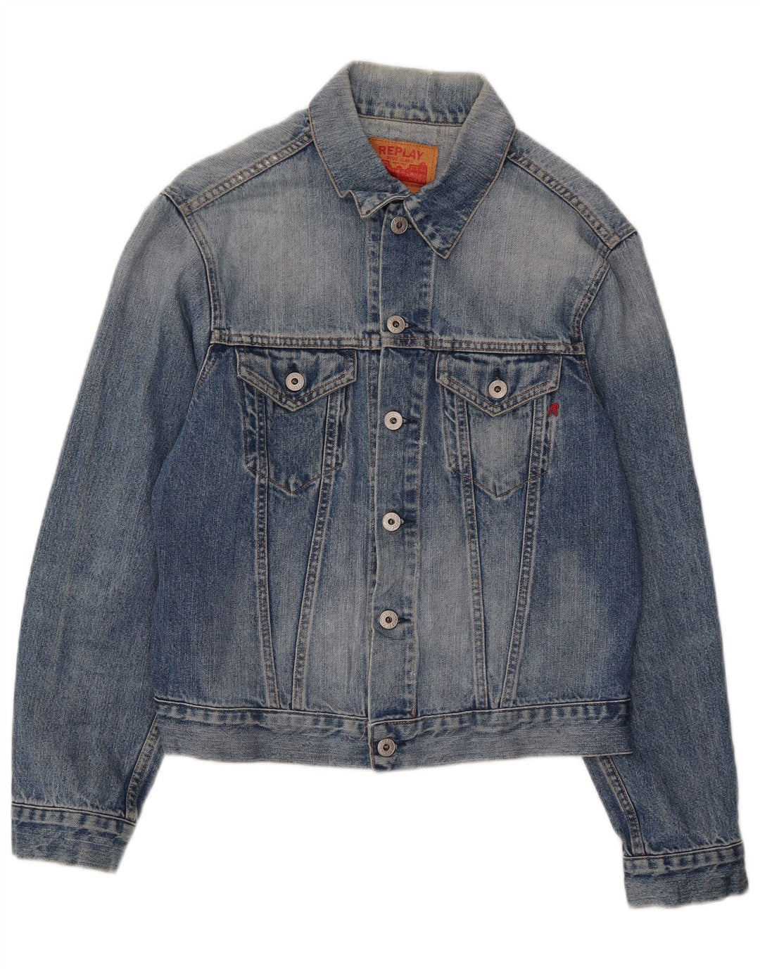 REPLAY Womens Denim Jacket UK 14 Medium Blue Cotton