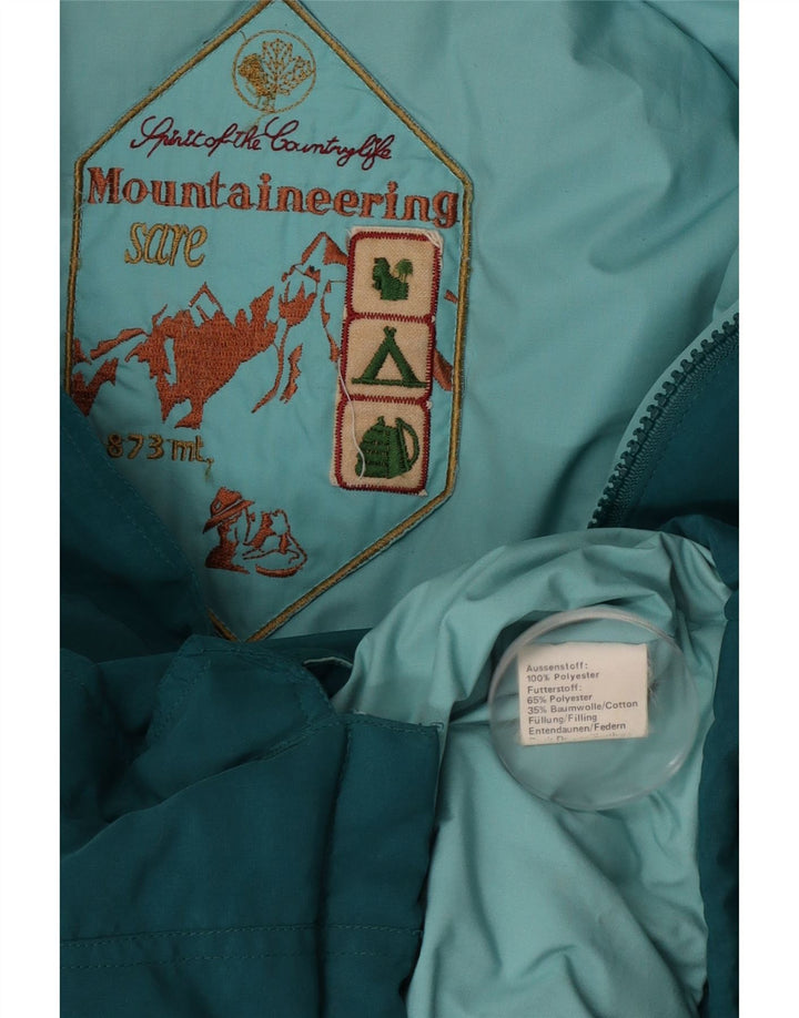 Vintage Damen Kapuzenjacke gepolstert UK 18 XL Blau Polyester