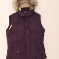 Fat Face wattierte Damen-Weste mit Kapuze, UK 12, Mittelviolett, Polyester