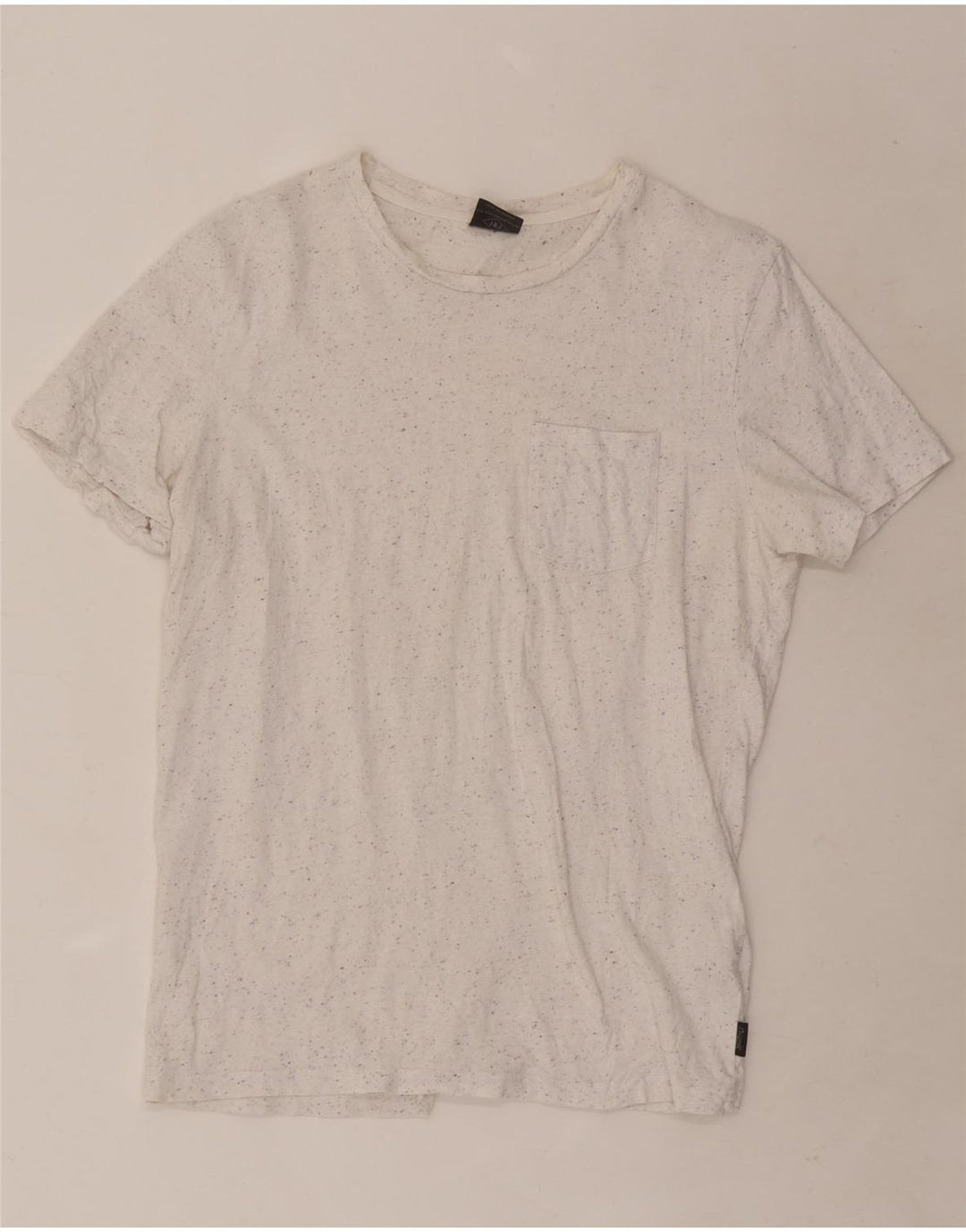 Jack & Jones Herren-T-Shirt-Oberteil aus mittelweiß gesprenkelter Baumwolle