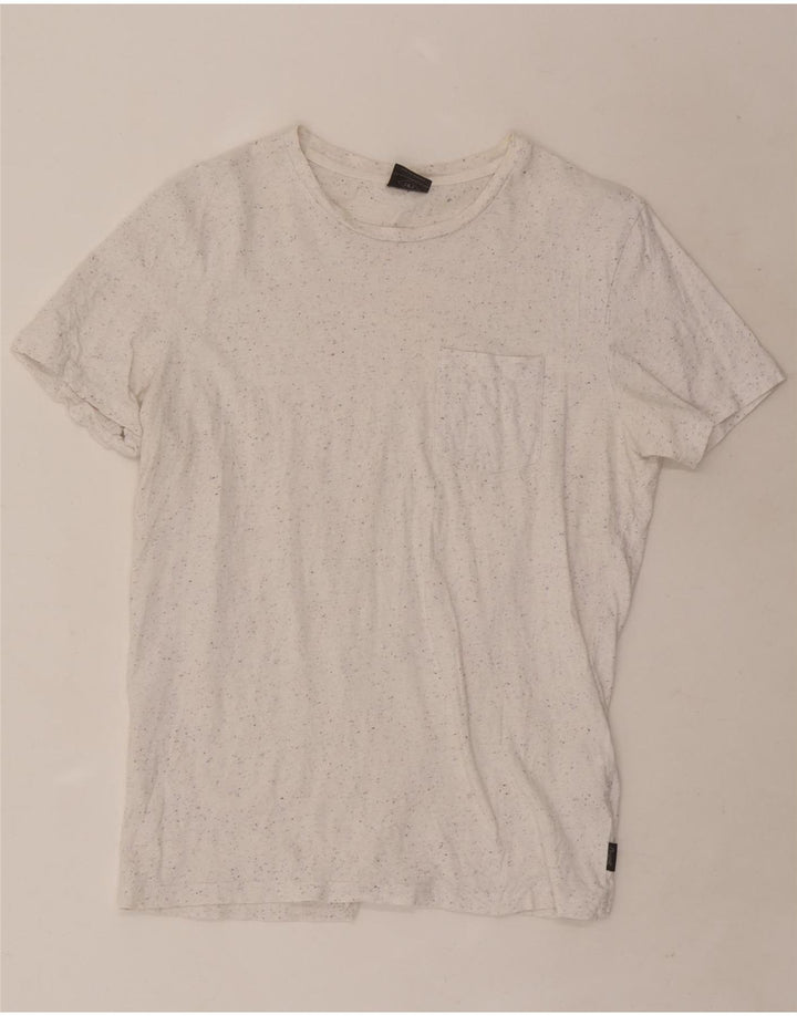 Jack & Jones Herren-T-Shirt-Oberteil aus mittelweiß gesprenkelter Baumwolle