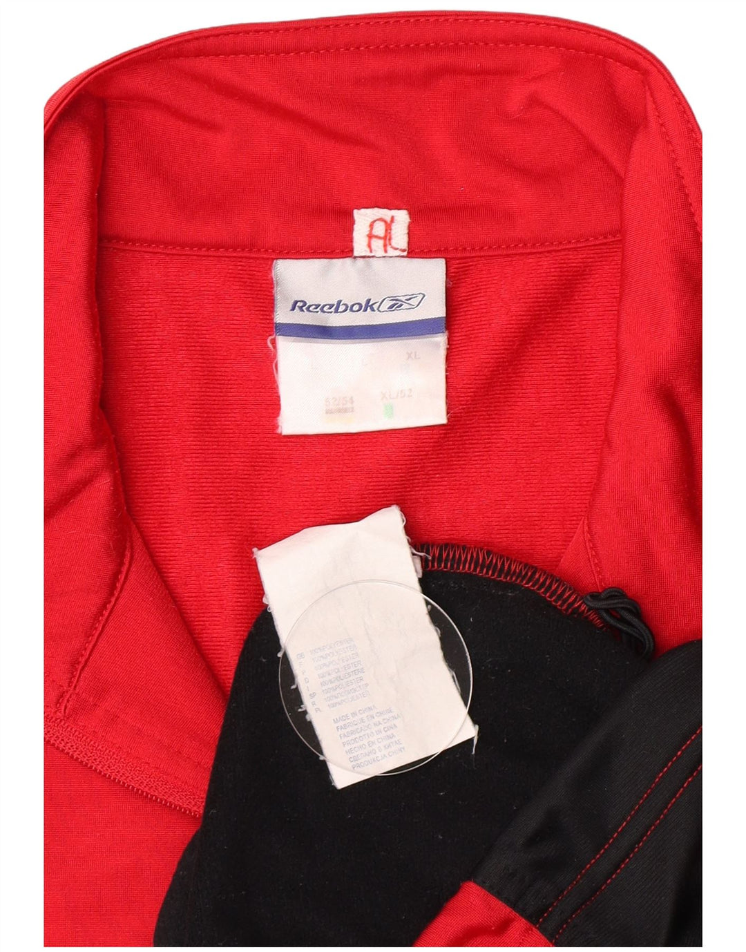 Reebok Herren-Trainingsanzug-Top-Jacke, großes rotes Farbblock-Polyester