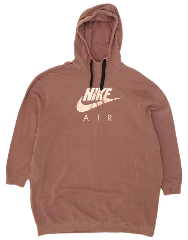Nike Damen Übergroßer, lang geschnittener Kapuzenpullover mit Grafik, UK 14, Mittelbraun