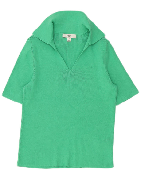Marks & Spencer Damen Poloshirt UK 12 Mittelgrüne Baumwolle