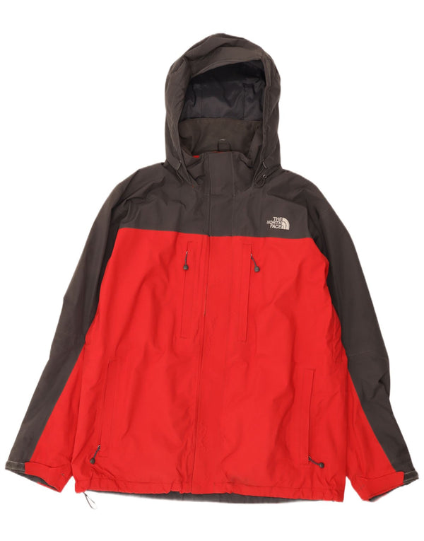 The North Face Herren-Regenjacke mit Kapuze, UK 42, XL, rotes Colourblock-Nylon