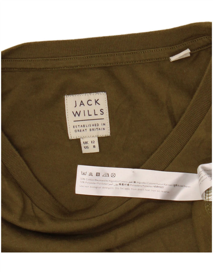 Jack Wills Damen T-Shirt-Oberteil UK 12 Medium Khaki Baumwolle