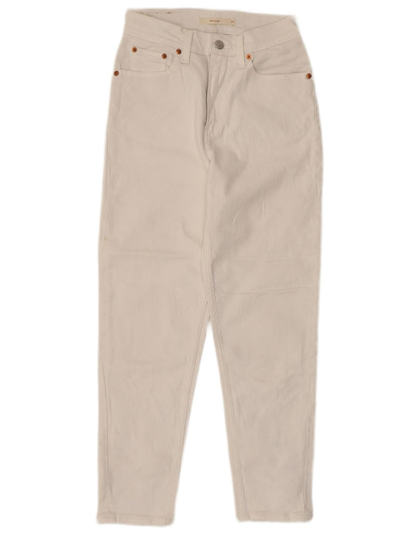 Levi's Mom-Cropped-Jeans für Damen, W24, L24, cremefarbene Baumwolle