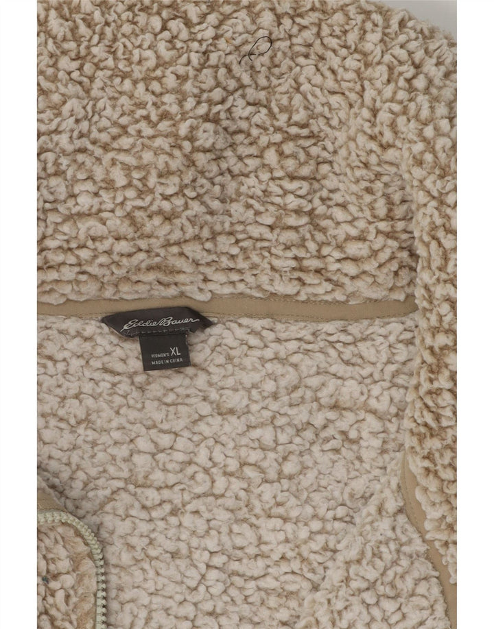 EDDIE BAUER Womens Oversized Fleece Jacket UK 18 XL Beige Vintage Eddie Bauer and Second-Hand Eddie Bauer from Messina Hembry 