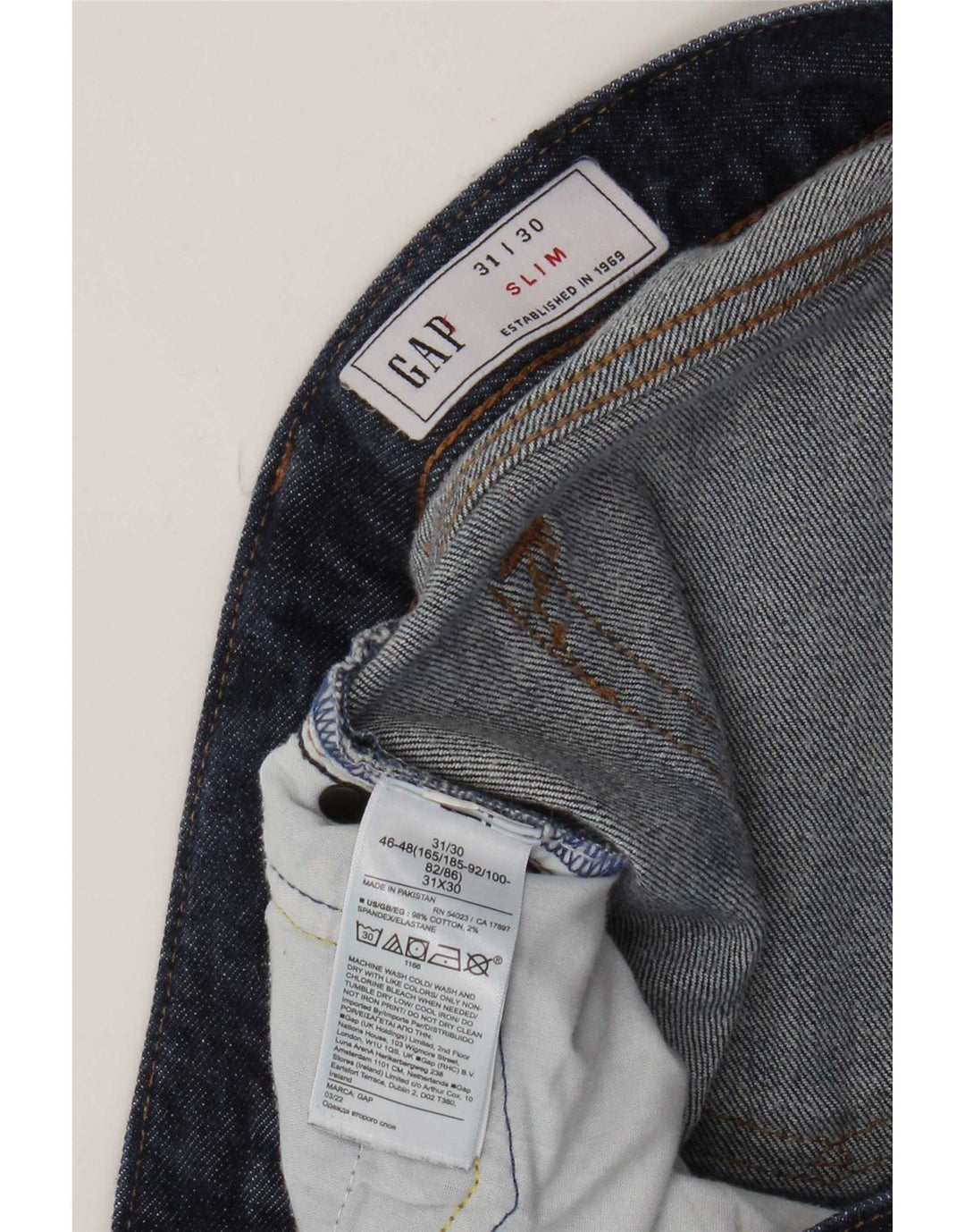 Gap Herren Slim Jeans W31 L30 Marineblaue Baumwolle