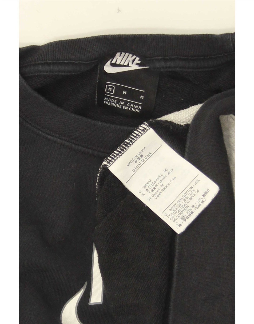 Nike Damen Crop Graphic Sweatshirt Pullover UK 14 Mittelschwarz Farbblock