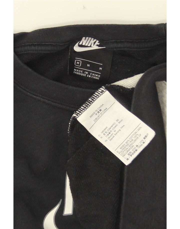 Nike Damen Crop Graphic Sweatshirt Pullover UK 14 Mittelschwarz Farbblock