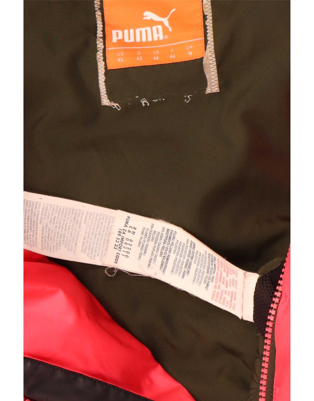 Puma Damen-Kapuzenjacke, gepolstert, UK 16, Größe L, Rot, Polyester