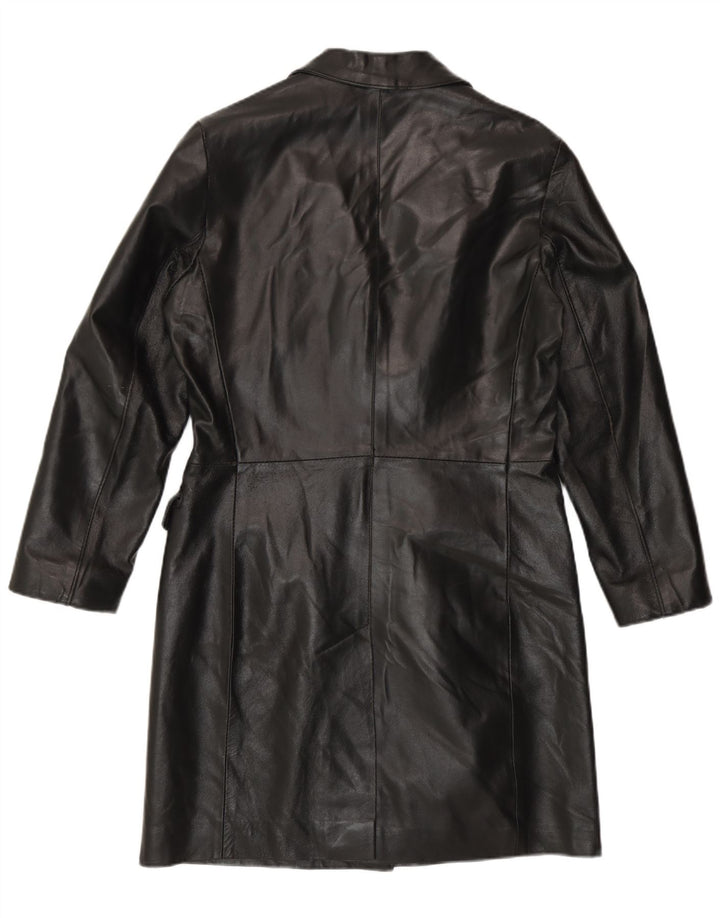 Vintage Damen Ledermantel IT 42 Mittelschwarzes Leder