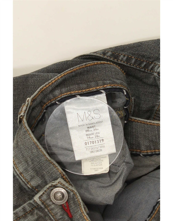 Marks & Spencer Herren Straight Jeans W34 L29 Graue Baumwolle