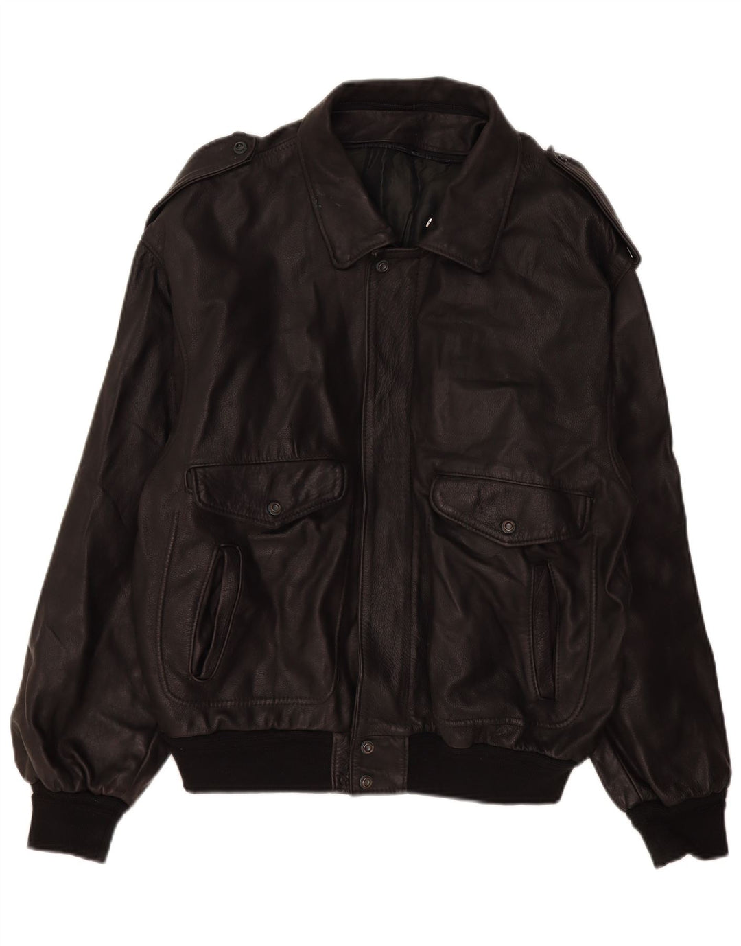 Marpel Herren Militärlederjacke UK 40 Großes schwarzes Leder