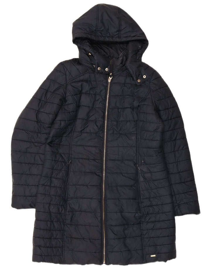 Joules Wattierter Damenmantel mit Kapuze, UK 16, Größe L, Marineblau, Polyester